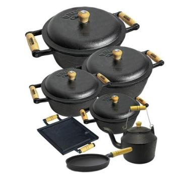 Imagem de Conjunto Panelas Ferro Mineira 7 Peças - Durável e Versátil - Casa Jar