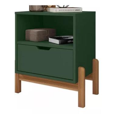 Imagem de Mesa De Cabeceira Quarto Mini Cômoda Antares 1 Gaveta e 1 Nicho - Verd