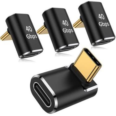 Imagem de Adaptador USB C AuviPal, ângulo reto de 90 graus, pacote com 4 unidade