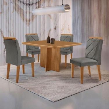 Imagem de Mesa Olimpia 90 Mdf Com 4 Cadeiras Melissa Linho Grafite Naturalle - M