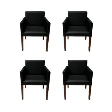 Imagem de Kit 4 Poltronas Nina Executiva 1 Lugar Tecido Sintético Pé Marrom - Pr