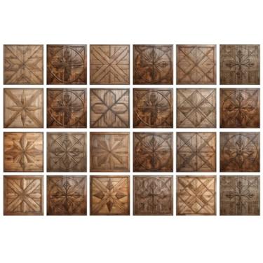 Imagem de VIRANDA 24 peças adesivos removíveis da série de azulejos autoadesivos para decoração de azulejos de parede de PVC para decoração de cozinha e banheiro 15 x 15 cm