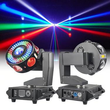 Imagem de Luzes de DJ com cabeça móvel - 6 x 40 W RGBW Iluminação de palco com ligação de 3 eixos, DMX e som ativados, holofote de feixe de luzes de DJ - Perfeito para DJ, festa, casamento, igreja, show ao