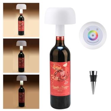 Imagem de ORUNO Lâmpada de garrafa sem fio, modos RGB e abajur de garrafa de escurecimento contínuo de 3 cores, candeeiro de mesa de toque recarregável com 2 bases de lâmpadas para quartos/restaurantes/bares