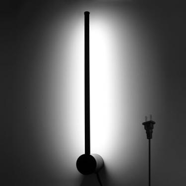 Imagem de Kawell Arandela de parede LED rotativa de 19,7 polegadas 12W Barra de luz de parede com interruptor lâmpada linear preta moderna para quarto, sala de estar, escritório, branco frio