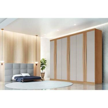 Imagem de Guarda Roupa Casal 6 Portas E 6 Gavetas Linea Naturale/off White - Rufato