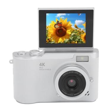 Imagem de Zopsc Câmera Digital CCD 48MP 4K Vídeo 2.4in Flip Screen 18X Zoom Portátil Reversível Selfie Camcorder Com Luz de Preenchimento para Crianças Adolescentes Adultos Casa Outdoor (WHITE)