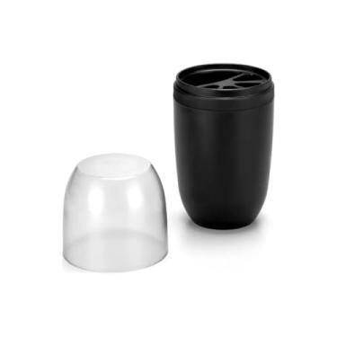 Imagem de Porta Escova de Dentes e Pasta, 20,8 cm, Preto com Tampa Transparente, 500 ml