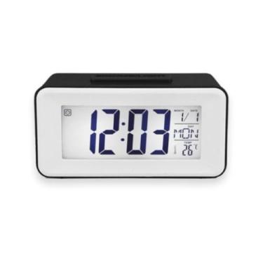 Imagem de Relogio Digital Despertador de Mesa Cabeceira Quarto com LED, Visor sensor Eletronico de Temperatura, Botão Snooze Soneca, Luz Noturna, Data e Calendario Adulto e Idosos