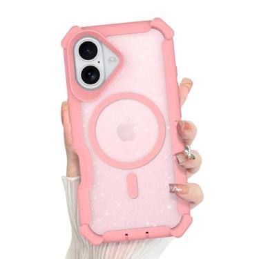 Imagem de Bonoma Capa de celular 2025, traseira brilhante com glitter, suporte magnético para capa à prova de choque MagSafe, proteção de alta qualidade de cristal e canto para meninas e mulheres - rosa