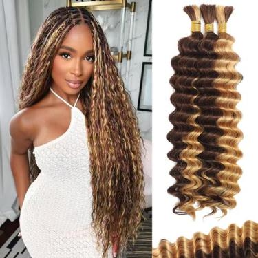 Imagem de Cabelo trançado humano em Deep Water Wave 24", 3 pacotes - Afihond