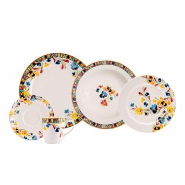 Imagem de Produzido pela Schmidt Serviço de Jantar com Caneca e Pires 20 peças em Louça Coleção Étnico