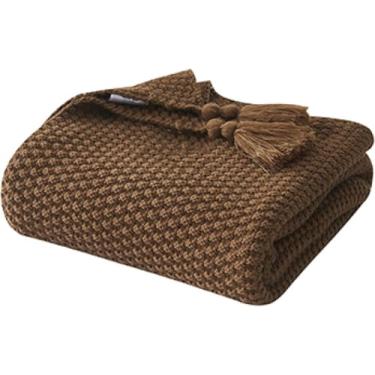 Imagem de Manta De Café Daeti Thread Blaket Com Borla Bege Cinza Sólido Blaket Para Sofá De Quarto Têxtil Doméstico Kitted Blaket, Coffee, 110x150cm(43x59inch)