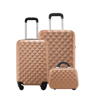 Imagem de Kit 2 Malas Rígidas 360° Mala de bordo 10kg e Média 23kg com Frasqueira Gladiador D1PMFRAD1 (Rose Gold)