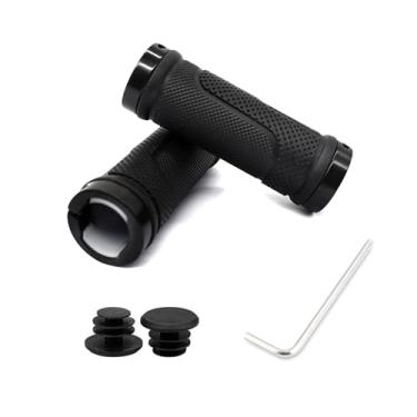 Imagem de Snmzlc Pegas de guidão de bicicleta, mini alças de bicicleta com trava dupla, comprimento 95 mm/3,74 pol., para BMX, montanha, MTB, cruzador de praia, scooter, bicicleta dobrável, macia e confortável