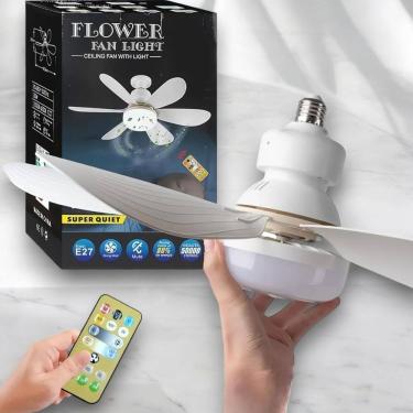 Imagem de Ventilador de Teto com Lâmpada Encaixe E27 Led 30w Silencioso e Inteligente com Controle Remoto