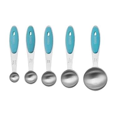 Imagem de Farberware Colheres medidoras de aço Pro Soft Stainles, 5 peças, água-marinha