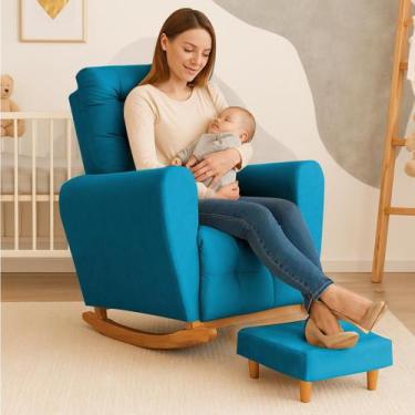 Imagem de Poltrona Amamentação Base Balanço Cecilia - B Home Decor, Turquesa