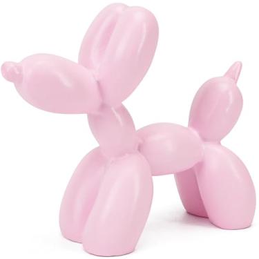 Imagem de KH866 Small Pink Balloon Dog Statue, 2.9 x 2.5 Inch Cute Animal Art Decor Sculpture for Home Shelves, Mini Shelf Decoration Trendy Ornaments Collection Figurine for Bedroom Living Room Office Desktop