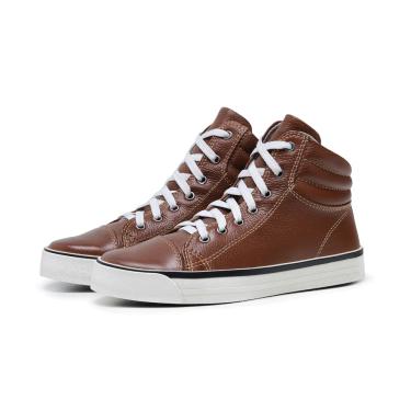 Imagem de Tênis Casual Cano Alto Couro Whisky
