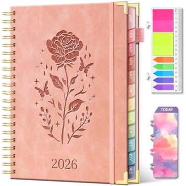 Imagem de Agenda semanal e mensal 2026 de janeiro de 2026 a dezembro de 2026, agenda diária de 21,6 x 28 cm, com abas e bolso interno em espiral, perfeito para escola e escritório