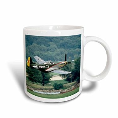 Imagem de 3dRose mug_91303_5 Caneca de dois tons "North American P-51 D Mustang, War plane - US24 BFR0082 - Bernard Friel", 325 ml, Vermelho/Branco