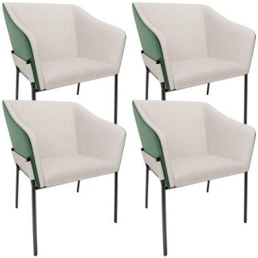 Imagem de Kit 4 Cadeiras Para Sala de Jantar Estar Living Olívia L02 Linho Cru m