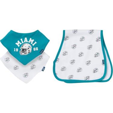 Imagem de Gerber Babadores Bandana Baby NFL Team e Conjunto de Pano para Arrotar Golfinhos, Tamanho Único
