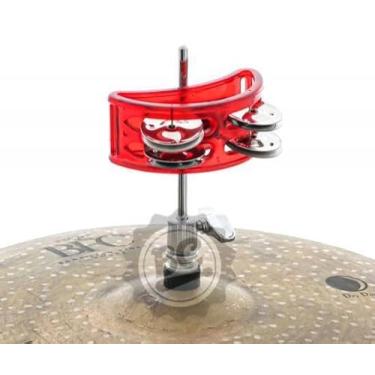 Imagem de Pandeirola de Chimbal Torelli TPC307 Vermelho p/fixar na haste da máquina de chimbal som chocalho