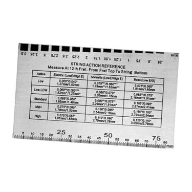 Imagem de Dynwave Régua de medição de ação de cordas para reparo de baixo elétrico e guitarras acústicas, acessório de configuração, ferramenta de medição de metal, Prata
