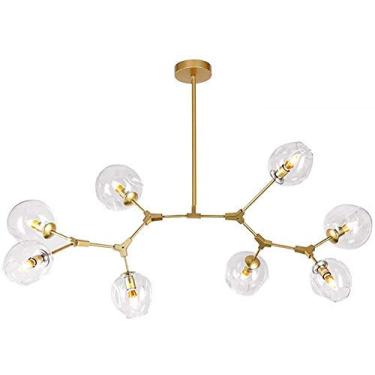 Imagem de Lustre E27 Nordic Glass Ball Chandelier Altura ajustável, Lustre preto fosco, E26 Metal Hand Blow Branches Pendant Light, Luminárias de globo de meados do século de 79"