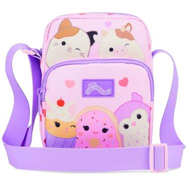 Imagem de Squishmallows Bolsa tiracolo para meninas, adolescentes, pochete de ombro, mini mochila kawaii, itens essenciais de viagem, rosa, 8.3Hx5.9Wx2Dinch