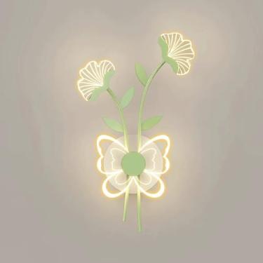 Imagem de Luminária de parede LED moderna para decoração, arandela de folha de ginkgo, luminária de parede nórdica de arte em borboleta transparente, 3000K/4000K/6000K ajustável, luminária de parede c