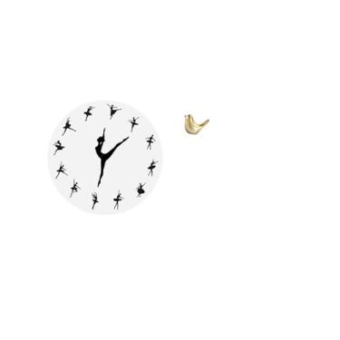 Imagem de Fenteer Relógio de Parede de Bailarina, Dançarina de Balé, Relógio Silencioso E Mudo, Decoração para Cozinha, Escritório, Casa, Pássaros Dourados, Estátua de