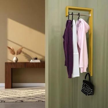 Imagem de Cabideiro de Parede "J" Arara Camiseiro Porta Bolsas Amarelo Laca