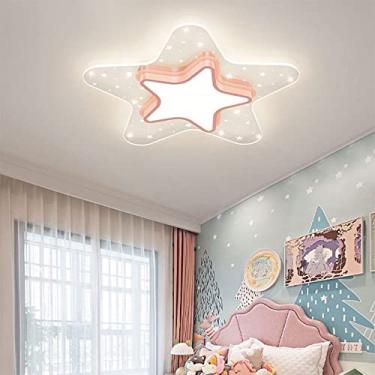 Imagem de Luminária retrô, luminária de teto para quarto de meninos e meninas, lustre moderno e simples, ambiente nórdico, quarto, estudo, proteção para os olhos, pentagrama, luminária de teto, vida i