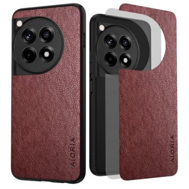 Imagem de AIORIA Capa para Oneplus 12R 5G, capa de couro PU premium com tela de 6,7 polegadas, design retrô de negócios, capa protetora completa para oneplus 12R 5G (café)