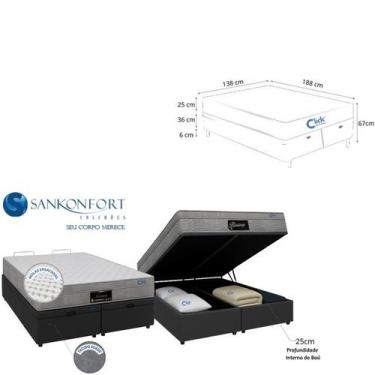 Imagem de Conjunto Cama Box Baú Casal Bipartida Suede Colchão Molas Ensacadas Ri