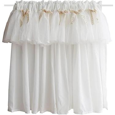 Imagem de RIAAJ Cortina de cozinha curta cortina de janela de cozinha parentes, e românticas, cortinas semi-transparentes, cortina para janelas, para restaurantes, escritórios, hotéis W130 x L45 cm
