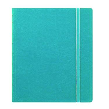 Imagem de FILOFAX Caderno de anotações recarregável, clássico, 23,5 cm x 18,4 cm Aqua - elegante capa de couro com páginas móveis - Fecho elástico, índice, bolso e marcador de página (B115906U)