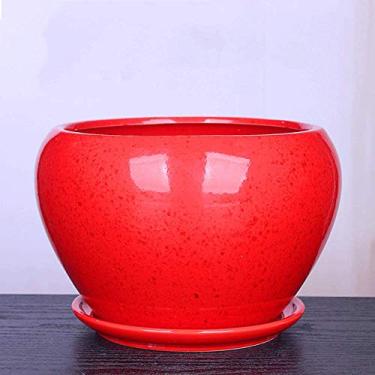 Imagem de Vaso de plantas vermelhas da China, vasos de flores, jardim doméstico, mini bonsai, cacto, vaso redondo, para decoração de casa, escritório