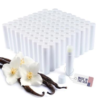 Imagem de Bálsamo labial a granel sem etiqueta - feito nos EUA a granel - Ingredientes naturais vitamina E manteiga de karité - Batom personalizado a granel para lembrancinhas de festa e casamento (100 unidades