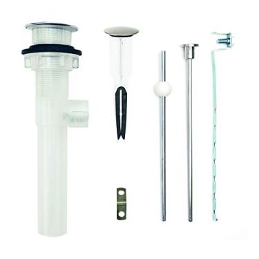 Imagem de PF WaterWorks PF0731-AB-TR pia/lavatório ABS EasyPOPUP universal pop-up conjunto de drenagem fácil de remover tampa de latão antigo, Sem ladrão na pia, Tailpiece Dia 1.25 in., Brushed Nickel