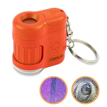 Imagem de Microscópio Carson Chaveiro com Luz LED e UV, Zoom de 20x - Laranja