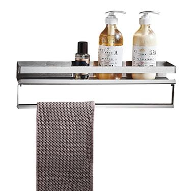Imagem de WYUYIWH Prateleira de banheiro organizador de chuveiro de aço inoxidável sem perfuração, suporte de xampu para chuveiro, adesivo de parede antisséptico para banheiro, cozinha, escovado, camada B1 50