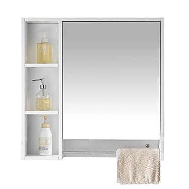 Imagem de Armário de parede de banheiro com toalheiro de grande capacidade, armários decorativos, grande armazenamento