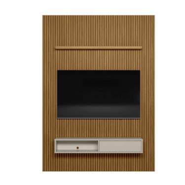 Imagem de Painel Ripado Modular 1.8 Para Tv até 75 com Nicho e Prateleira Emily-Nature-OffWhite - EdeCasaMoveis