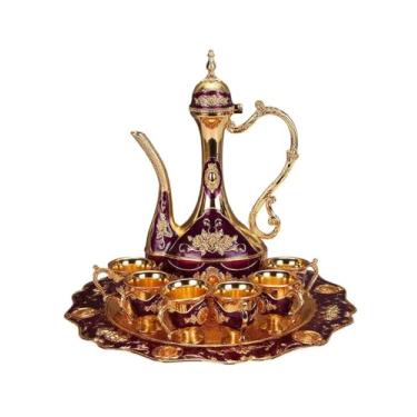 Imagem de SEEK RARE Conjunto de bule de café turco vintage grande conjunto de bule de chá para adultos decoração de festa em casa roxo dourado