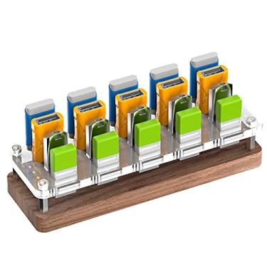 Imagem de AOJUE 20 compartimentos de madeira com memória USB Flash Disk, caixa de cartão TF e suporte de cartão micro SD Drive, suportes de armazenamento de memória U-Shield