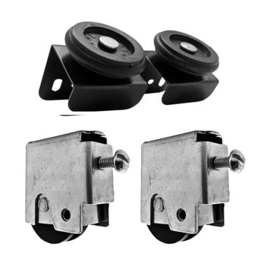 Imagem de Kit Guia E Roldana Articulada Para Porta Correr De Aço 37Mm